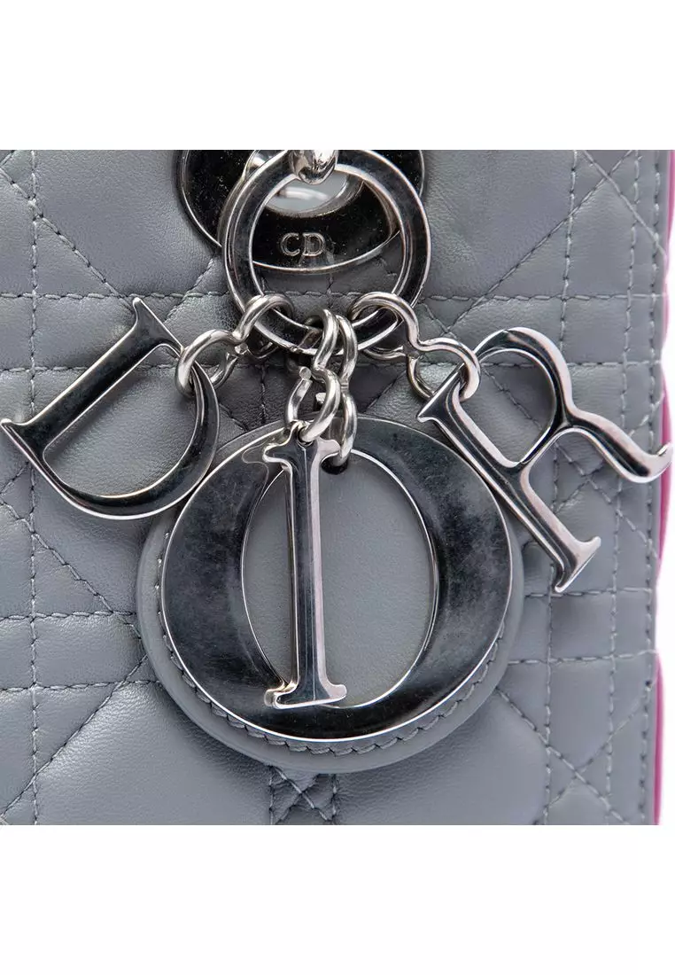 Pre-Loved Dior Medium Bicolor Lambskin Cannage Lady Dior