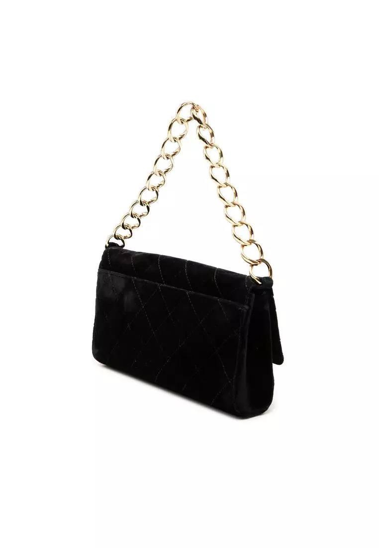 Pre-Loved Chanel Cc Quilted Velvet Chain Shoulder Bag