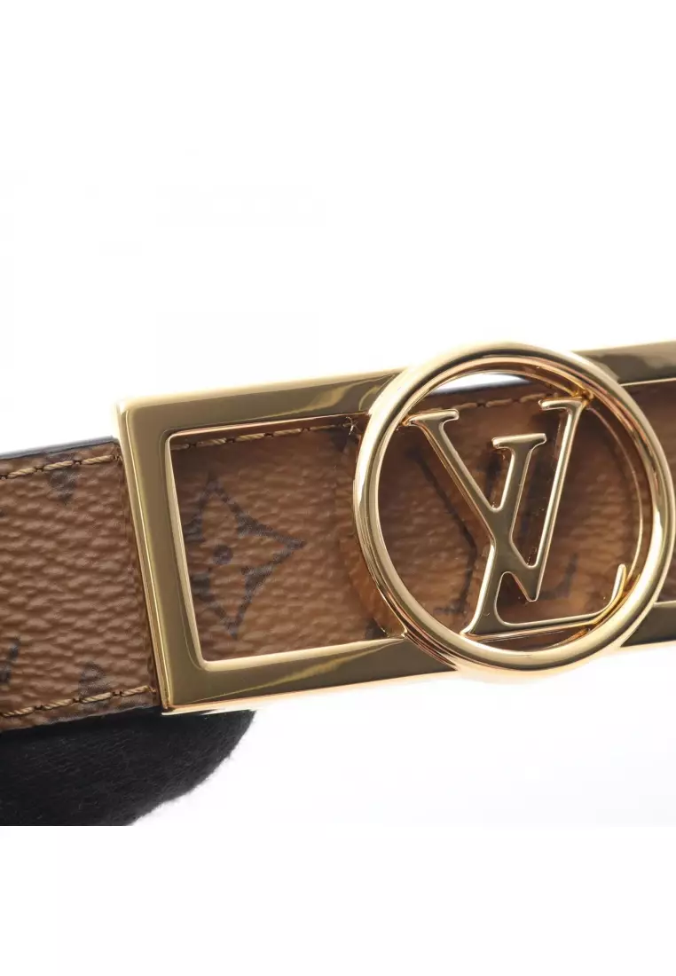 Pre-Loved Louis Vuitton belt Dauphine 25MM reversible belt leather PVC black light brown gold hardware