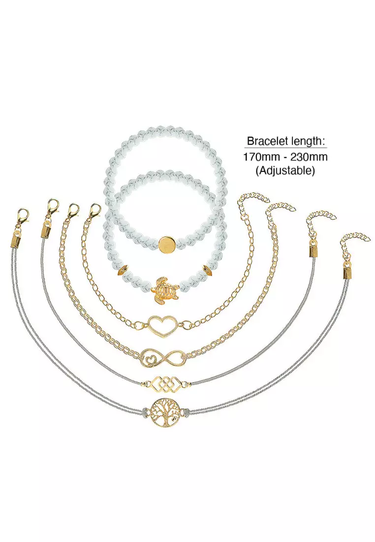 Bohemian 6-Piece Charm Bead Bracelet Set - 256