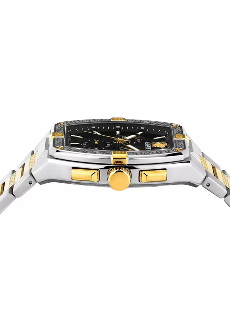 Versace Sporty Tonneau Greca Two Tone Stainless Steel Analog Quartz Watch For Men VESP00524