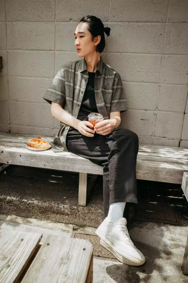 POLICE Kemeja Salur Printing Olive Regular Fit Pria