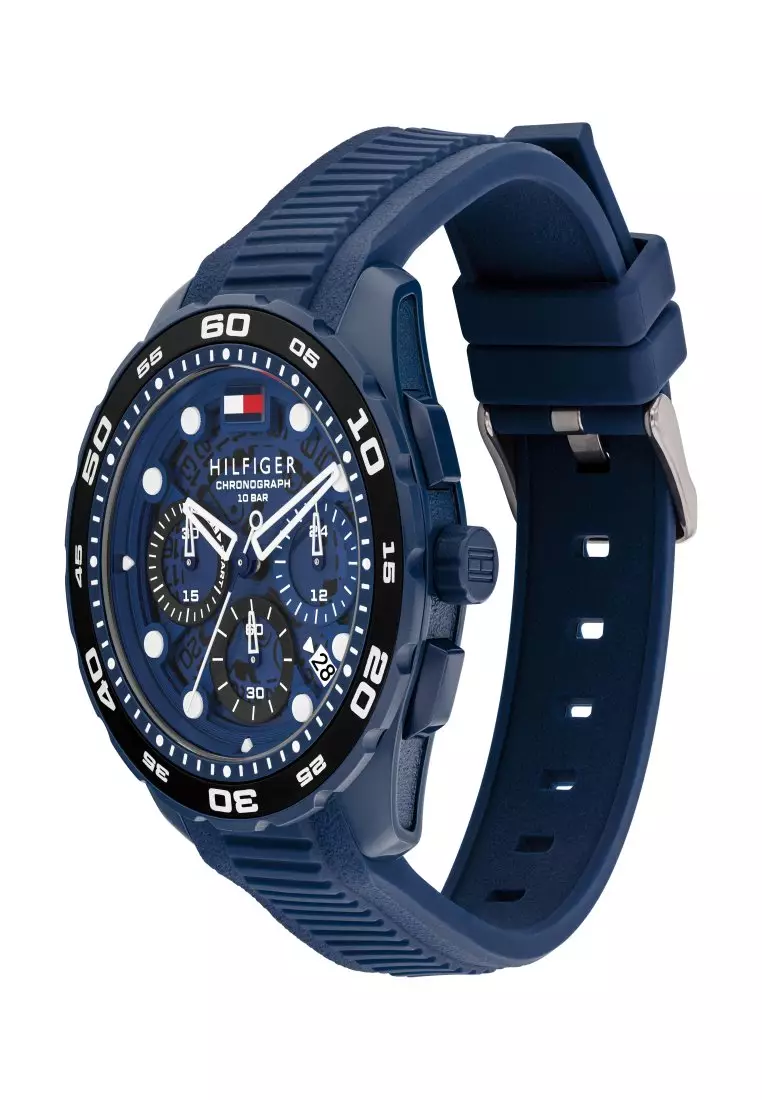 Men's Blue Silicone Strap Quartz Watch - TH1792232