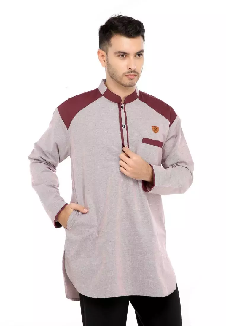 Baju Koko Gamis Muslim Pria Asraf - Pink