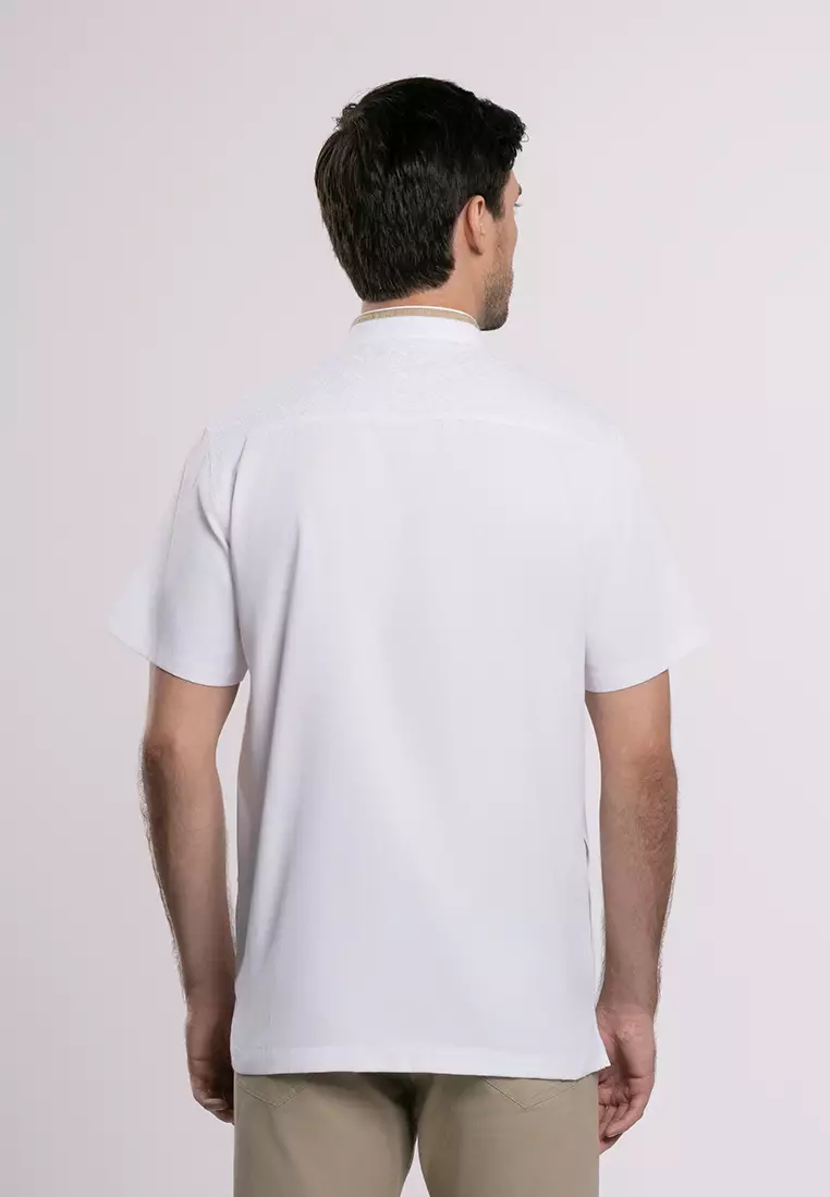 MOC Kemeja Koko Lengan Pendek Pria Khatab - White