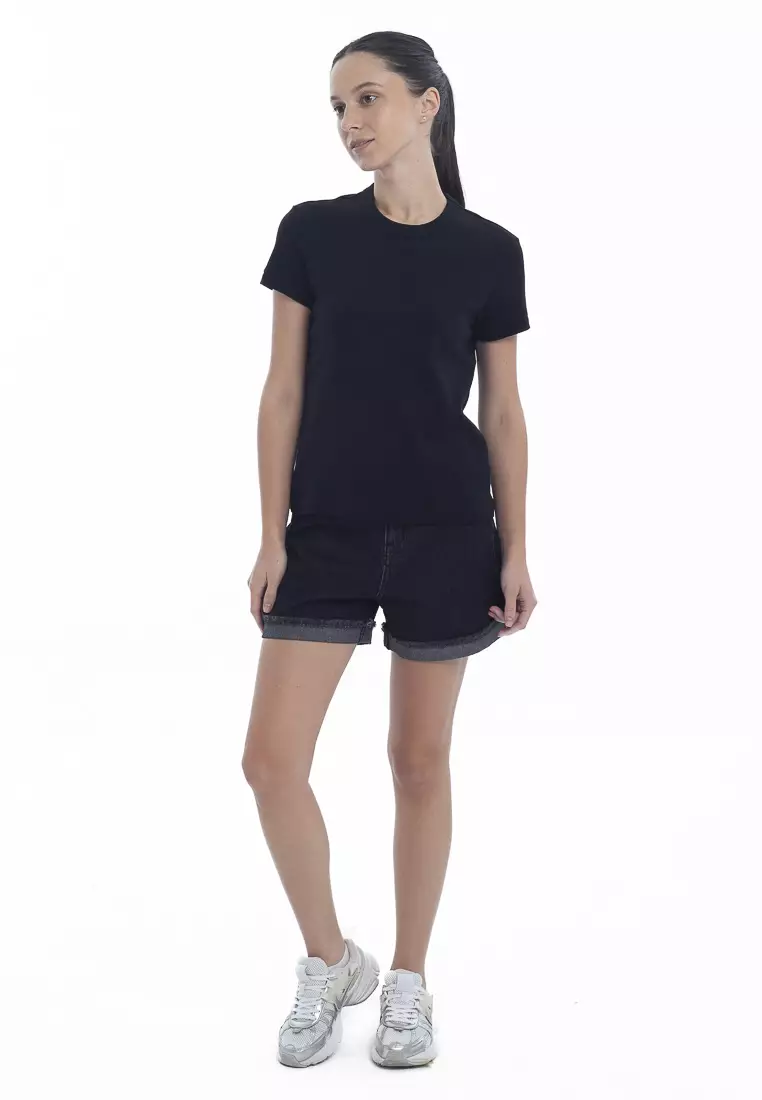 Ladies' Denim Shorts with Rolled Raw Edges