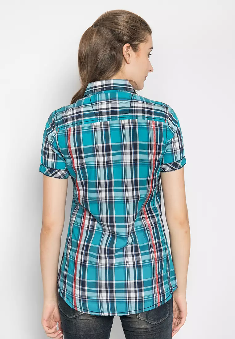 LGS - Kemeja Wanita - motif Kotak - Biru - LLSH.380.S1043.303.7C