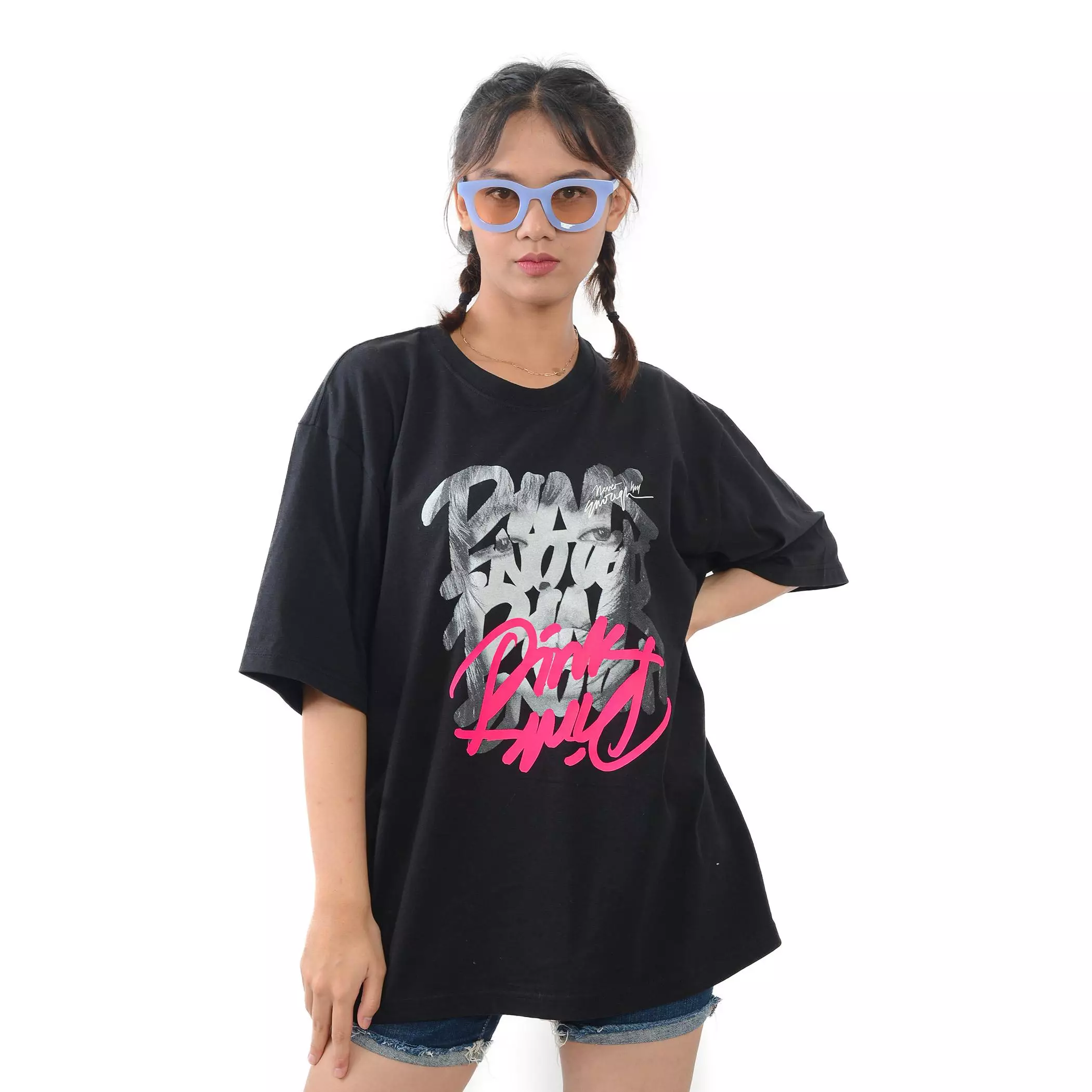 Enough For Today - Kaos Oversize Lisa Black Pink Enough Black