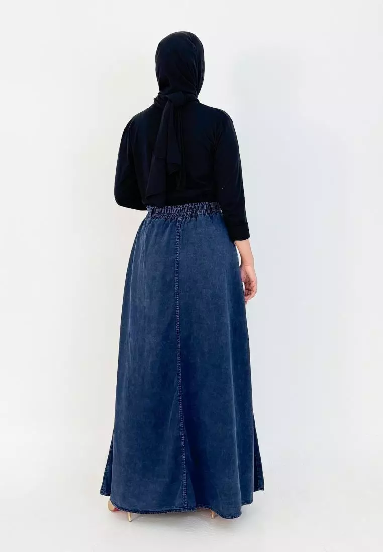 Ima Denim Skirt (Rok Jeans A-Line) HITAM SNOW