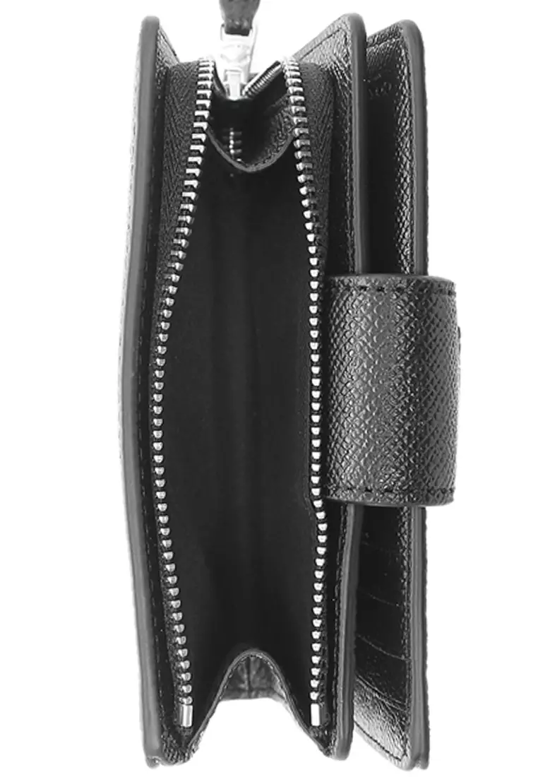 Medium Corner Zip Wallet in Black/ Silver 6390