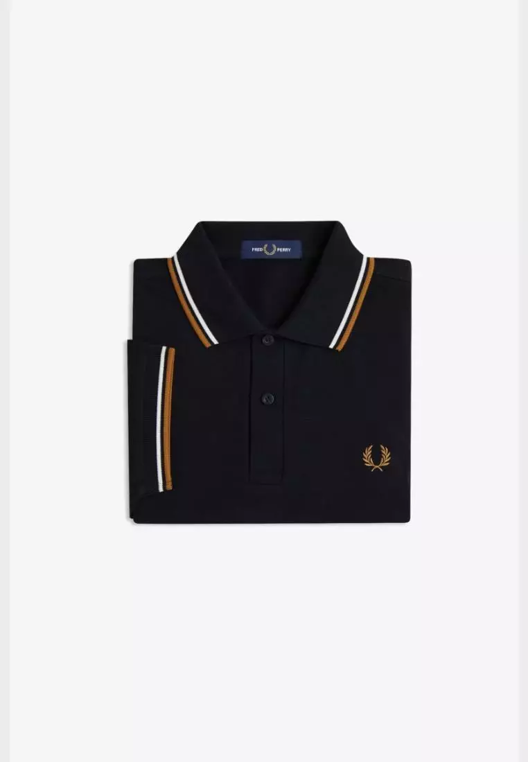 Fred Perry M3600 Twin Tipped Fred Perry Shirt (Black / Ecru / Dark Caramel)