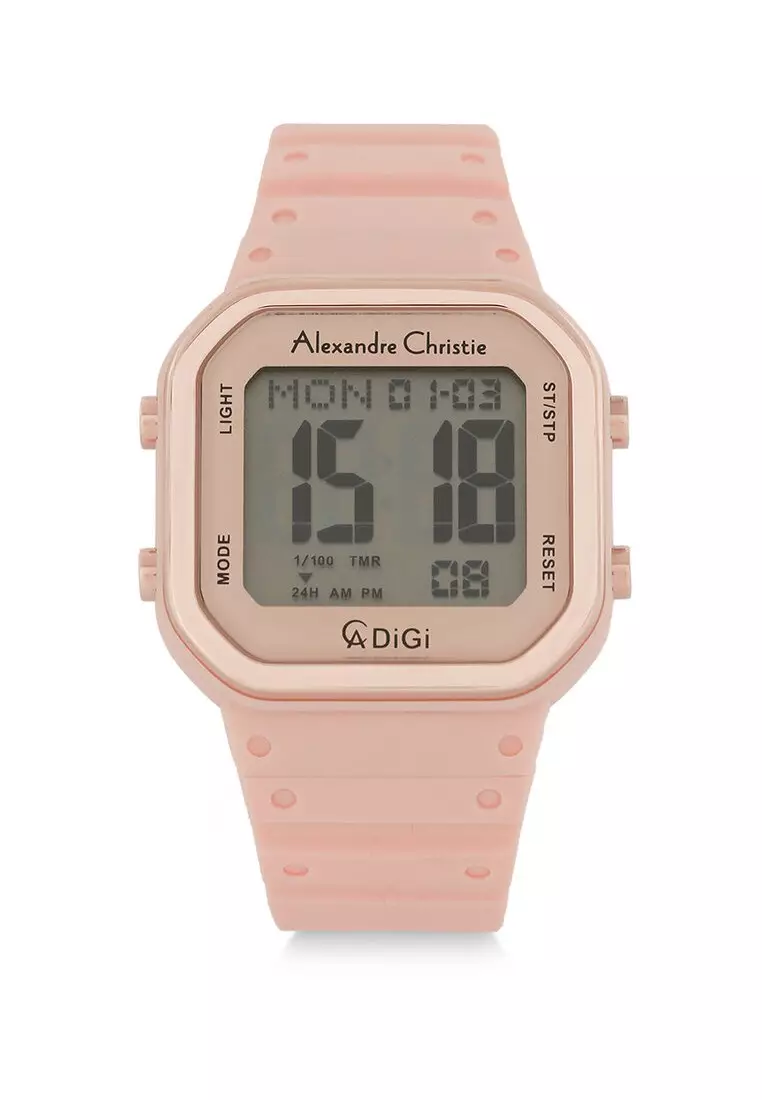 Alexandre Christie Jam Tangan Wanita - Pink Rosegold - Rubber Strap - 9347 LHRRGPN