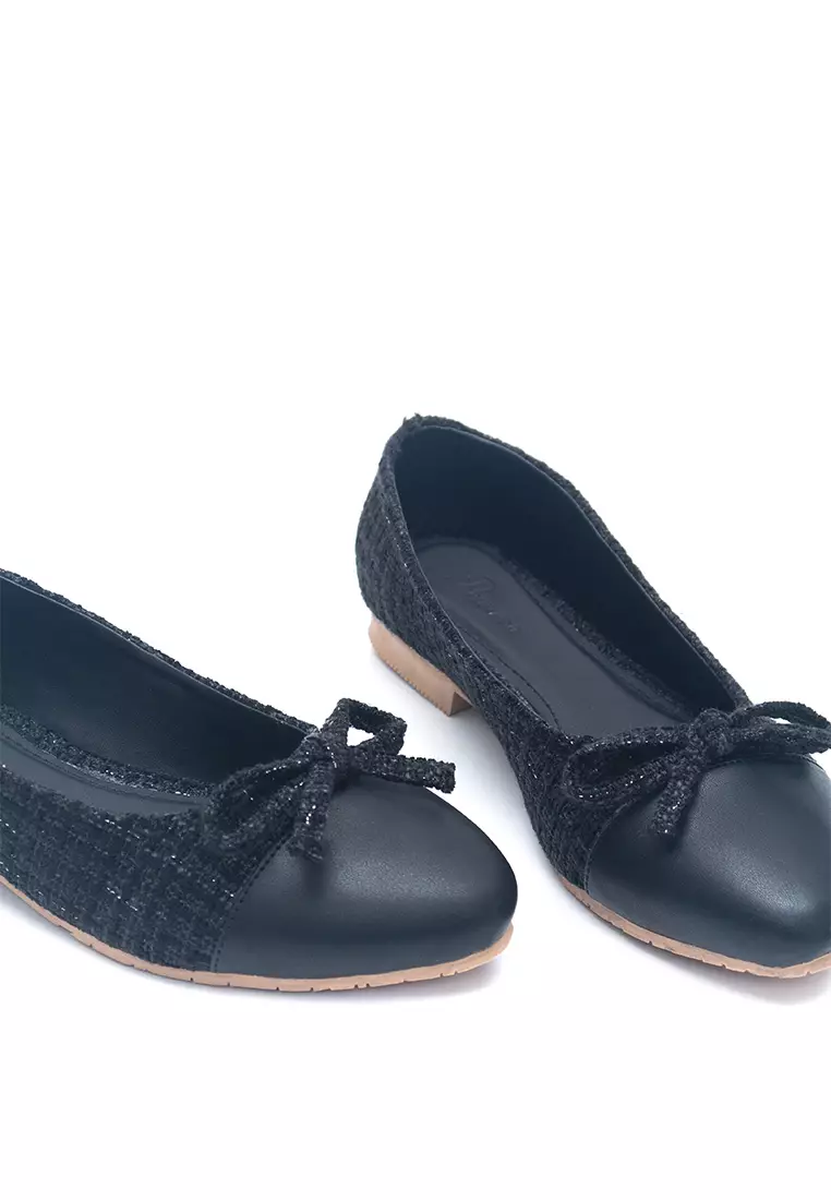 Audrey Ballerina Flat Shoes in Black