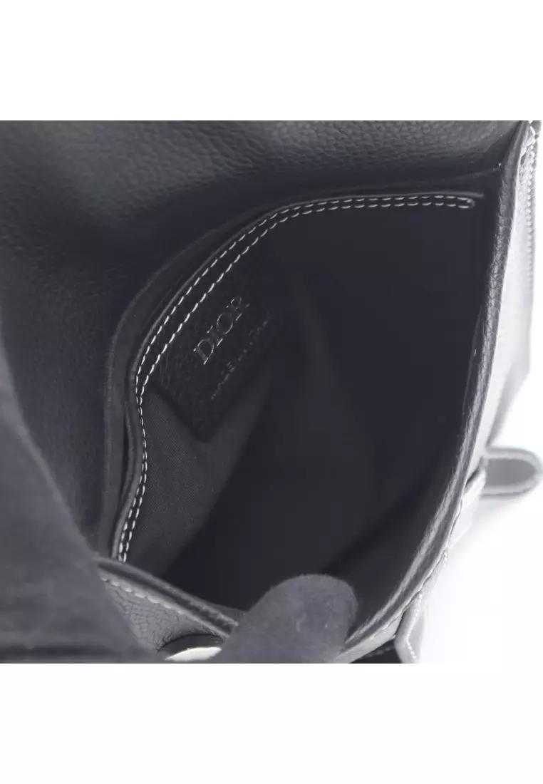 Pre-Loved Christian Dior saddle Shoulder bag leather black