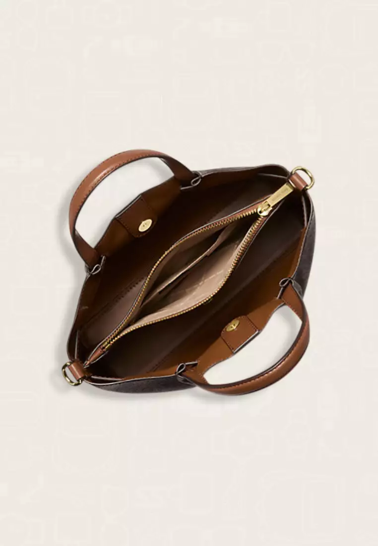 Michael Kors Carson Small Signature Logo Satchel Brown