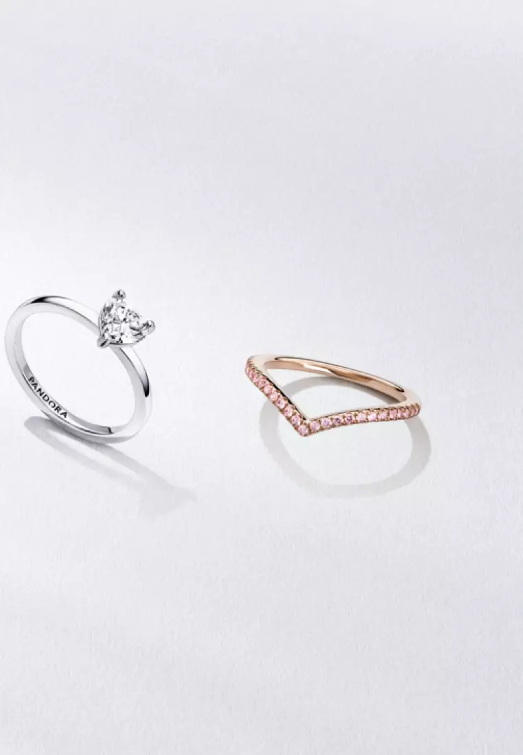 Pandora 14K Rose Gold-Plated Timeless Wish Sparkling Pink Ring
