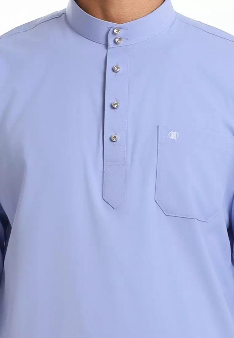 Forest x Hatta Dolmat Baju Melayu Cekak Musang Dewasa - BM24104-31Blue
