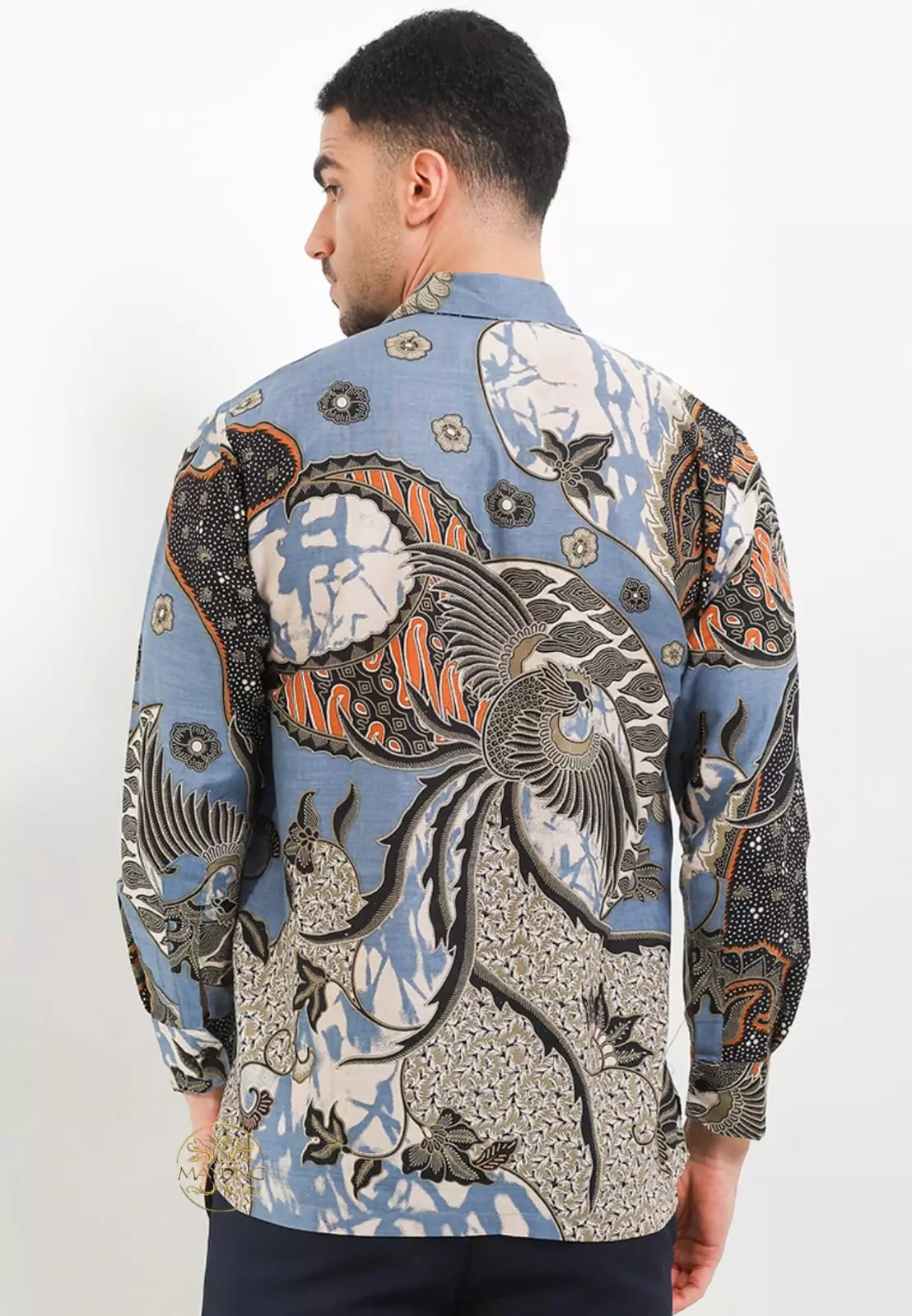 Garudyas Biru Kemeja Batik Pria Premium Lengan Panjang NLN