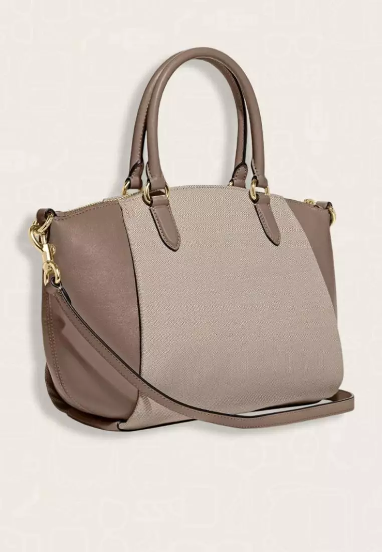 Coach Elise Satchel With Coach Badge Chalk Taupe
