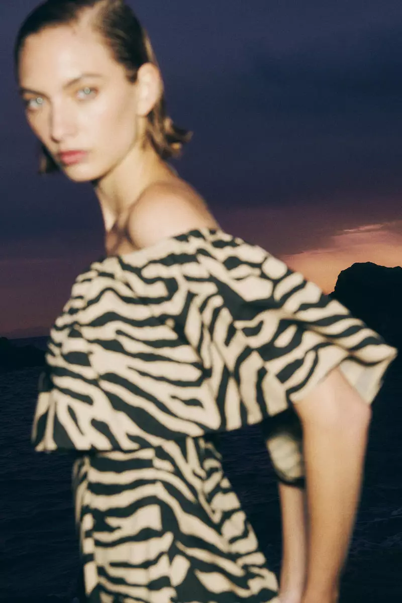 Flounced off-the-shoulder dress