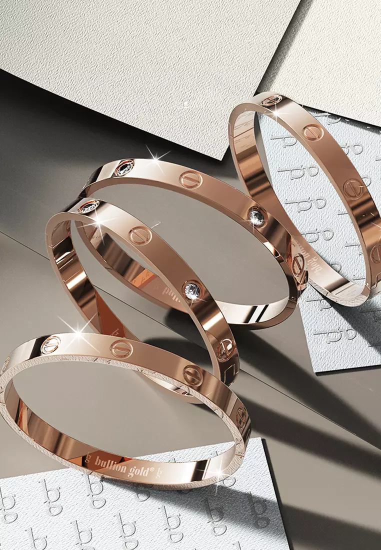 Carrie Stainless Steel Bangle in Rose Gold - 64mm