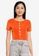 Supre orange Frankie Slinky Short Sleeve Button Top 8BE77AA593A4ACGS_1