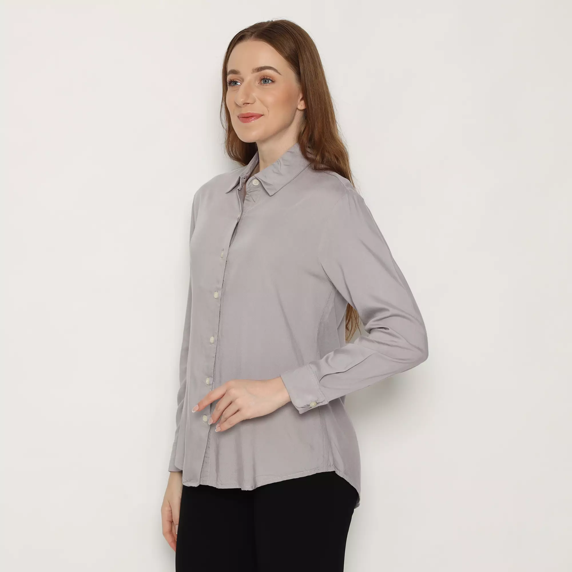 Platini Baju Kemeja Polos Basic Wanita Panjang Katun Rayon 62000.91