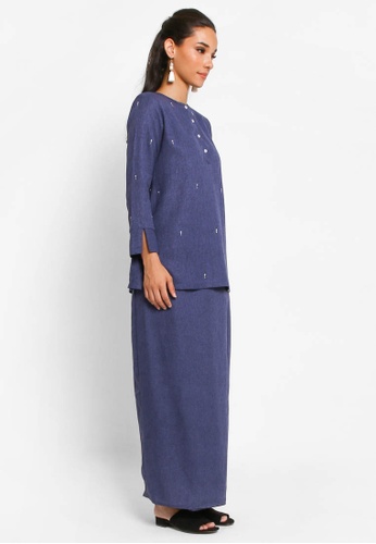 Buy Kurung Nalia in Navy Blue from BETTY HARDY in Blue only 239