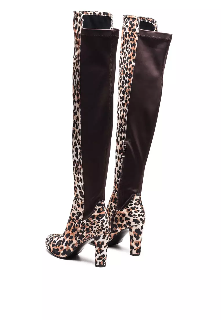 High Low Over The Knee Animal Print Boot