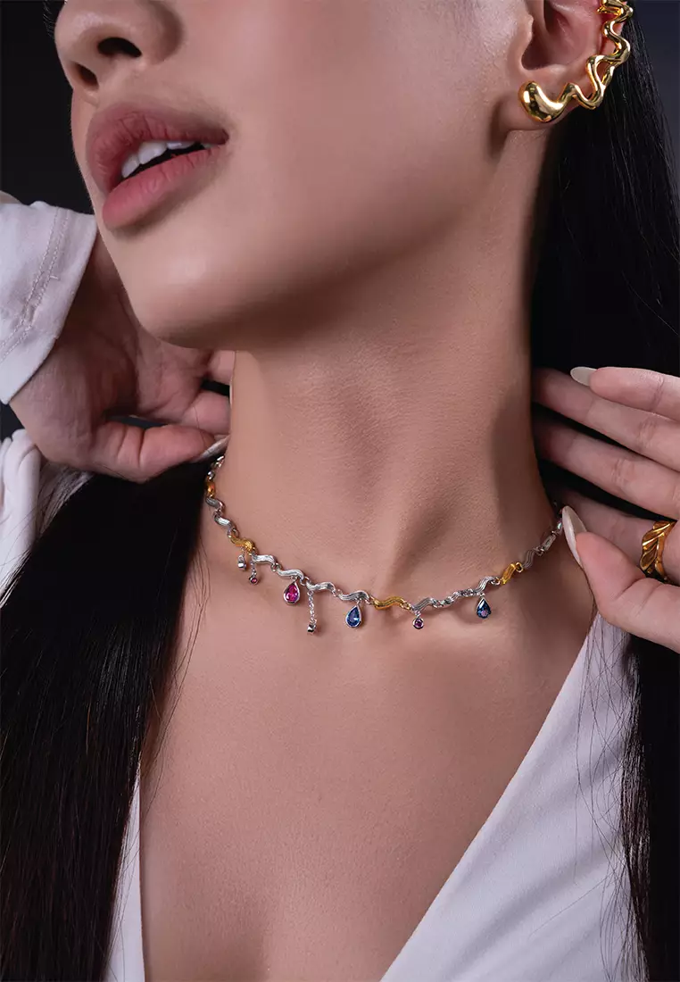 Drip Duo-Toned Multi-Sapphire Necklace
