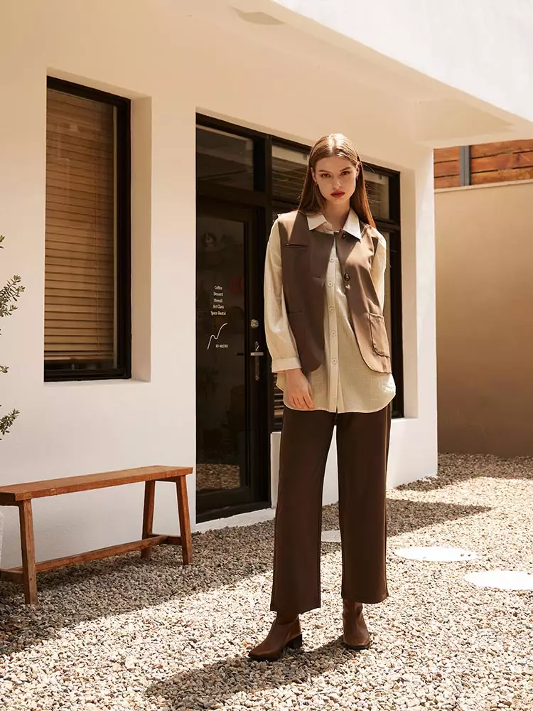 Textured life．3D texture slightly transparent long shirt top [AB18927]