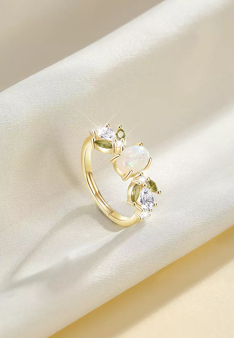 Cincin Wanita Original Cincin Cewek Mewah Adjustable Ring Flower Branch Fairy Anti karat Adjustable Kotak Indah COD