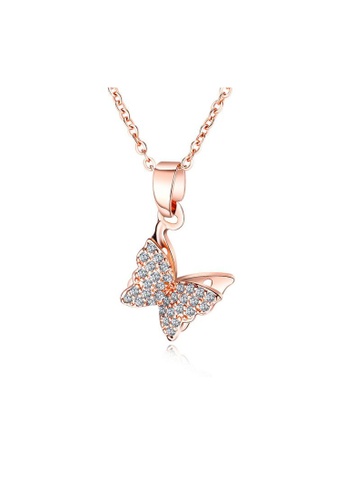 Air Jewellery gold Luxurious Nathalie Butterfly Necklace In Rose Gold 20095AC902DCD4GS_1