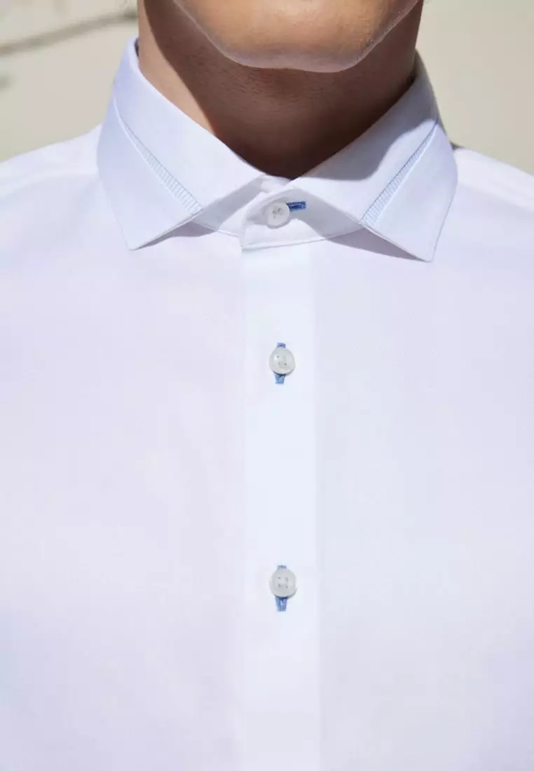 G2000 Non-Iron Cotton Stretch Smart Fit Fine Twill Shirt with Design Detail