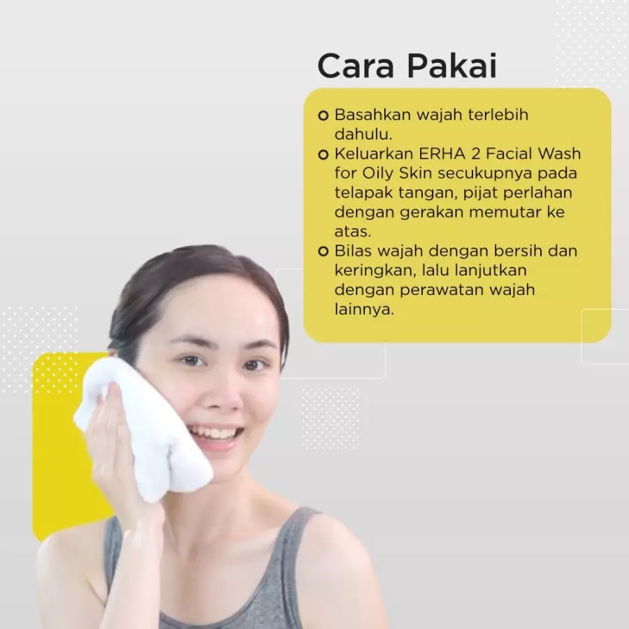 ERHA 2 Facial Wash For Oily Skin With Aha, Dmae & Witch Hazel Extract 60Ml - Sabun Wajah