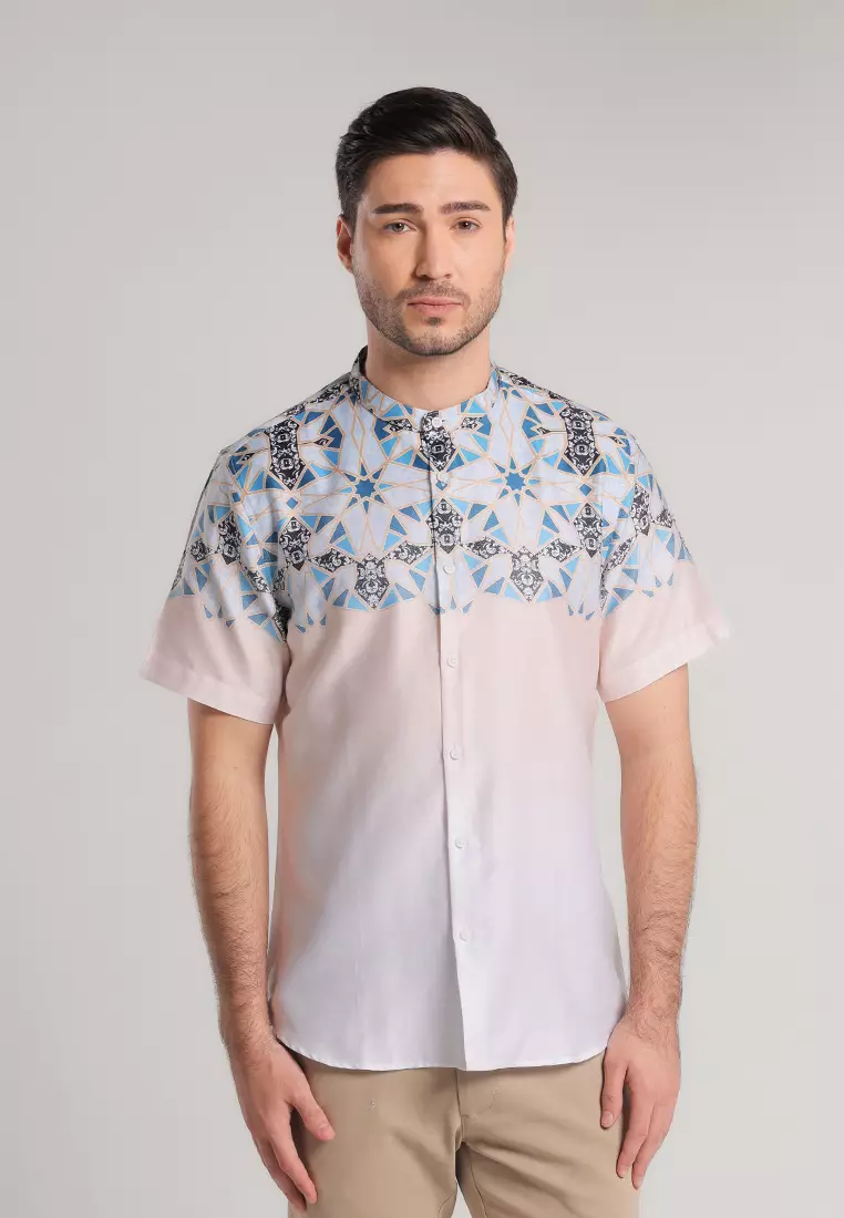 MOC - Kemeja Shanghai Lengan Pendek Pria Altan - White