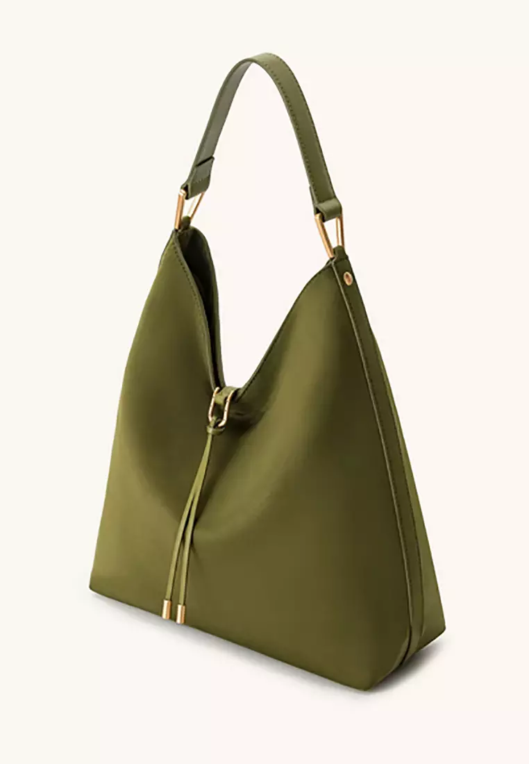 Aria Faux Suede Shoulder Bag - Olive