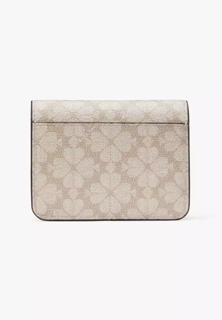 Kate Spade Signature Spade Flower Small Bifold Wallet Dark Beige Multi
