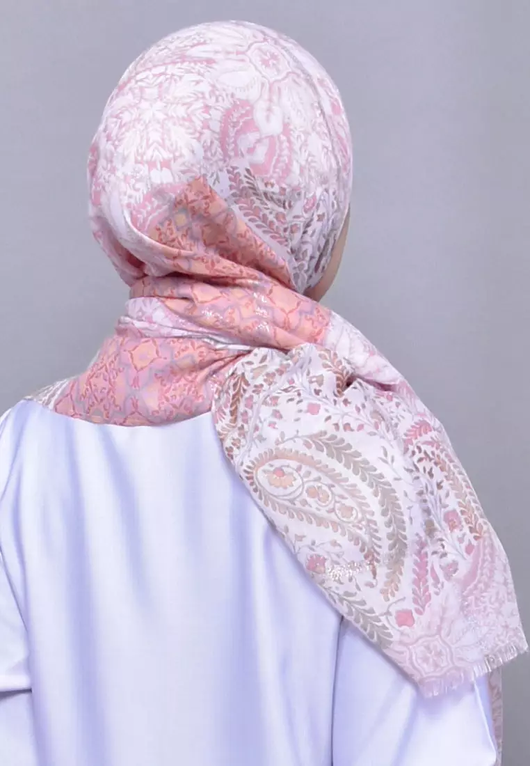 Paisley Cotton Viscose Pashmina Hijab Creole Pink