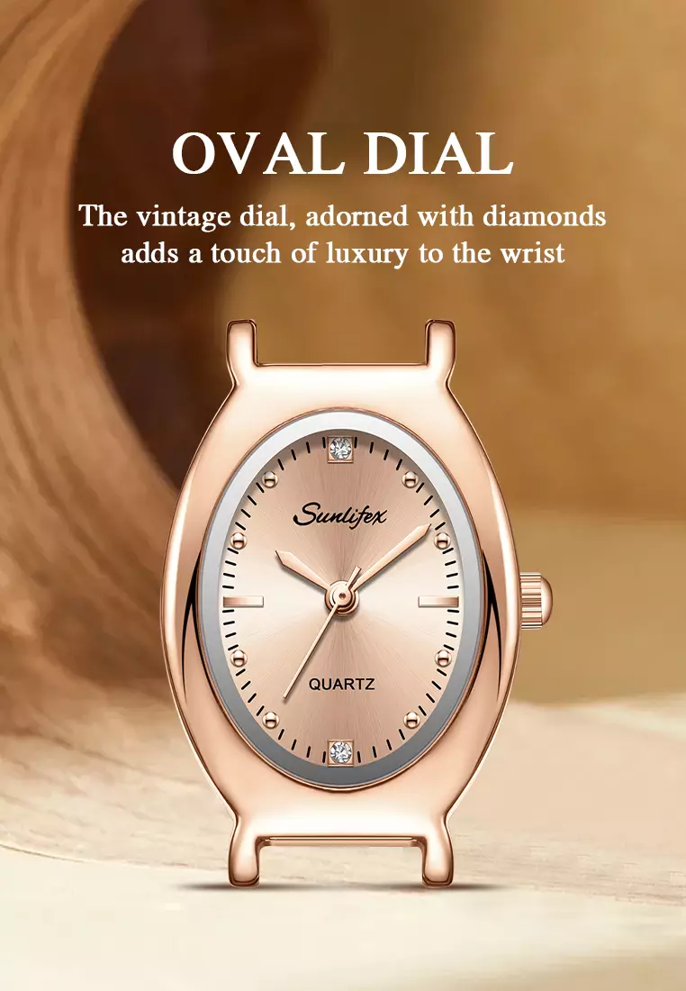 Jam Tangan Wanita Original Oval Korea Elegan Vintage Kuarsa Tali Alloy Jam Tangan CewekA008 allrose