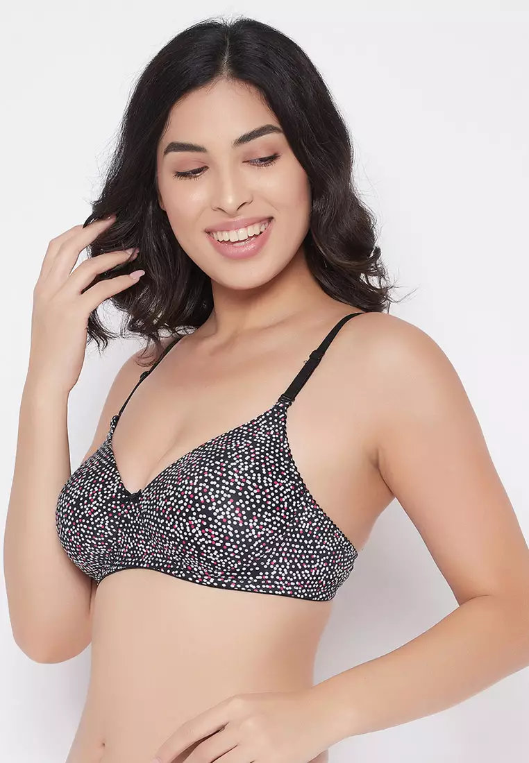 Buy Non-Padded Non-Wired Demi Cup Polka Dot Print Plunge Bra in