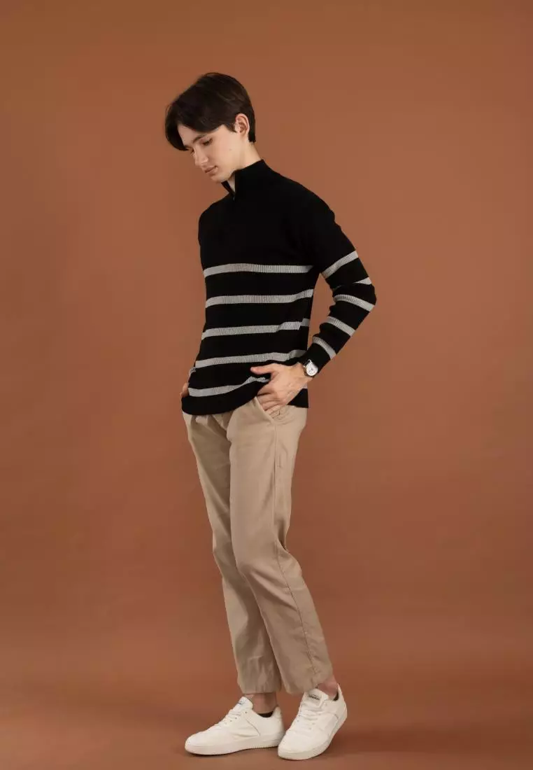 Kale Dickson Black / Sweater Rajut Lengan Panjang Pria premium berbahan dasar cotton wool