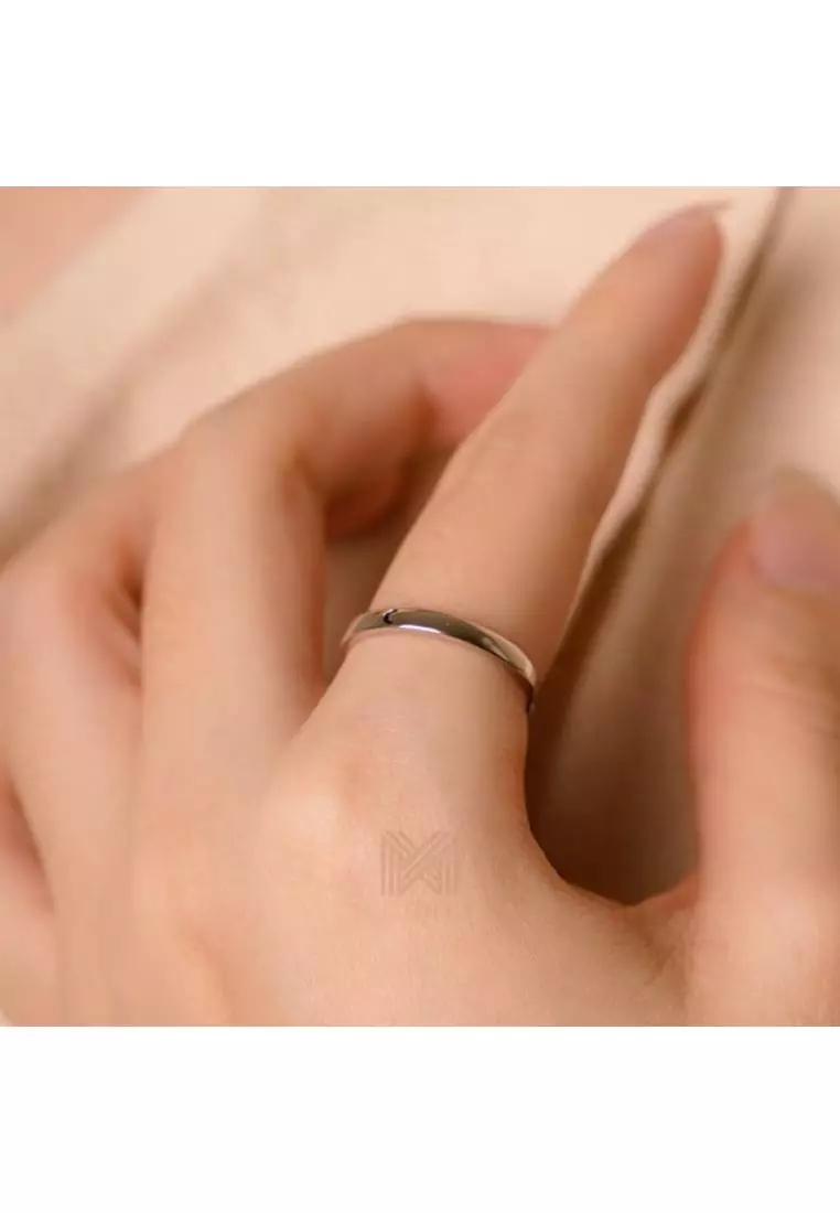 Minimal Moon Band White Gold Ring with 925 Sterling Silver