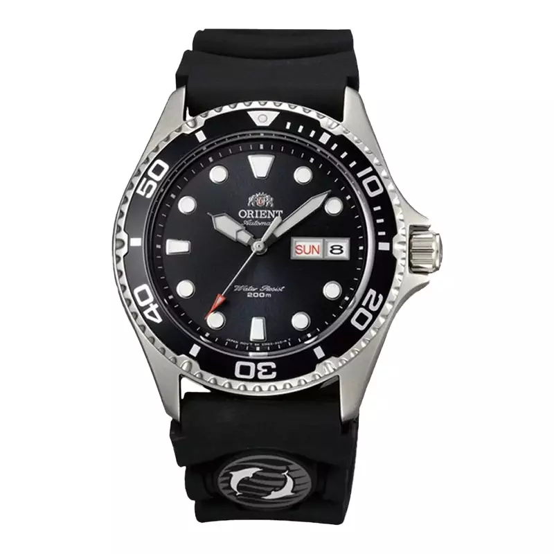 Jam Tangan Pria Orient Ray II FAA02007B WR 200M Automatic Men Black Dial Black Rubber Strap