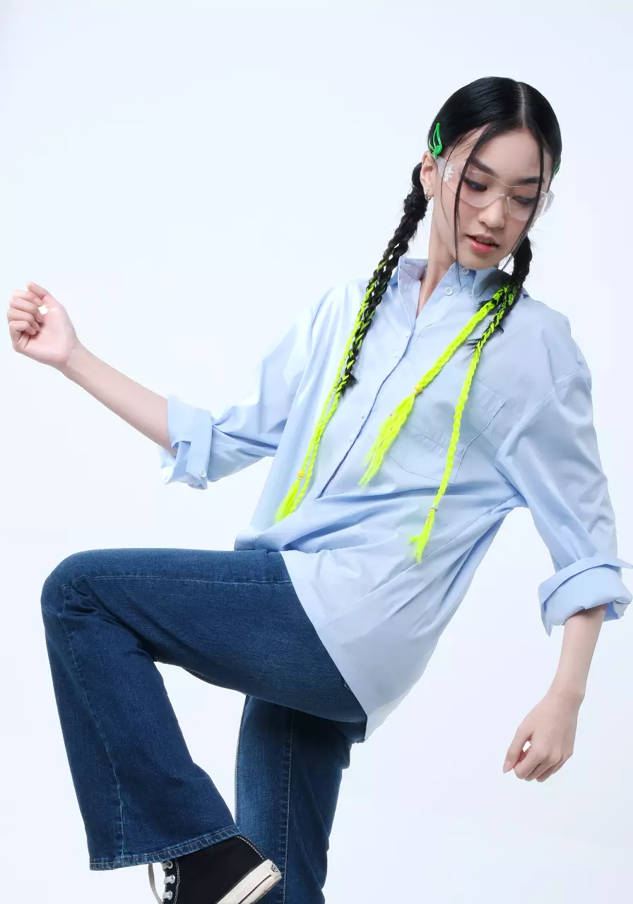 Kemeja Wanita Geeana Light Blue