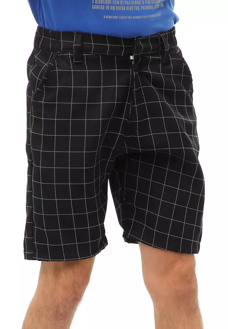 Rishham Short Pants Celana Pendek Pria Tartan Kotak Material Wool ORIGINAL