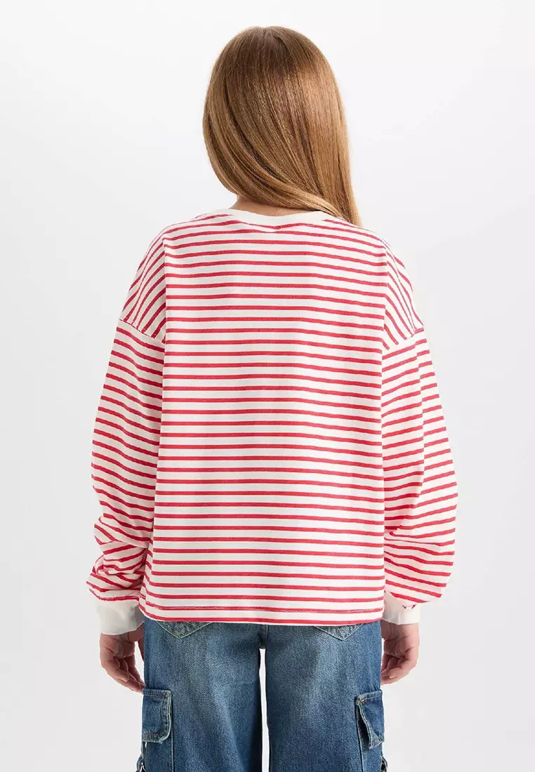Relax Fit Crew Neck Striped Sweatshirt