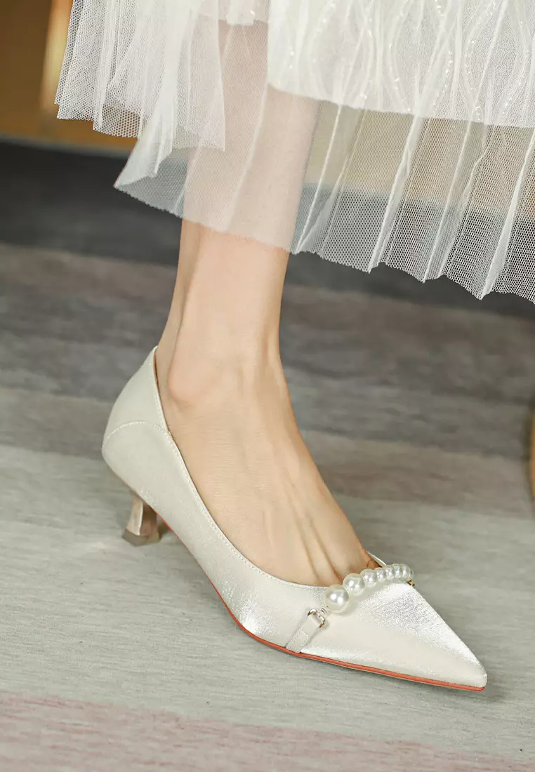 5CM Pearl Chain Synthetic Leather Pumps 2046-9