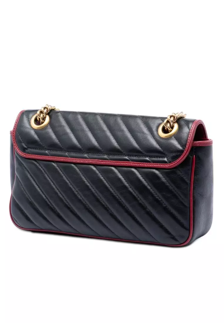 Pre-Loved Gucci Medium Gg Marmont Matelasse Diagonal Leather Torchon Shoulder Bag