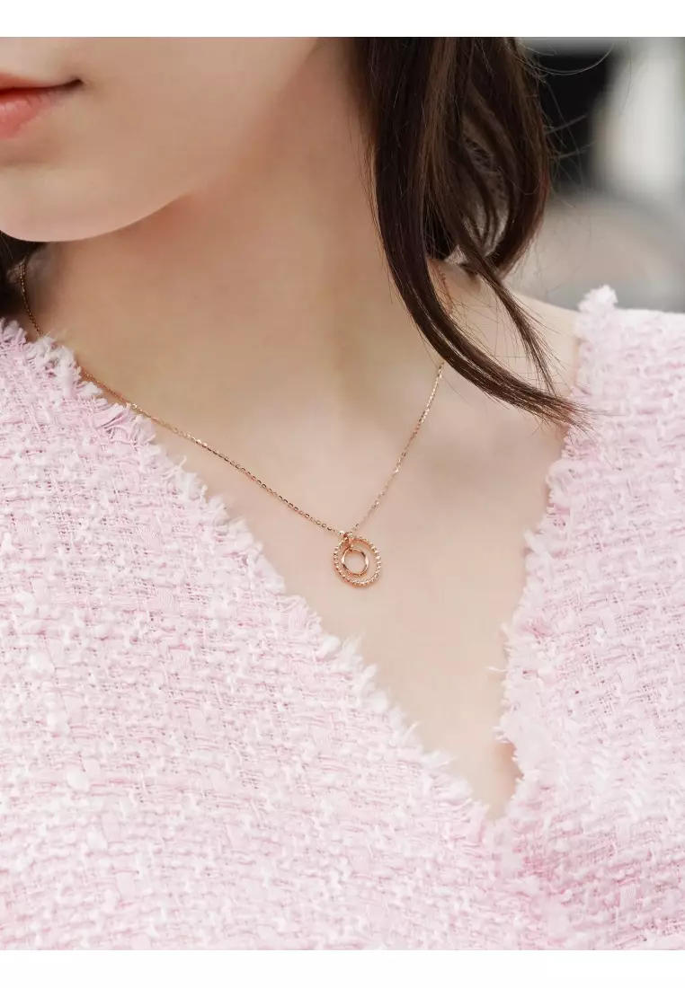 Delicate Gold 18K Rose Gold Cute Hoop Necklace for Women 92692N